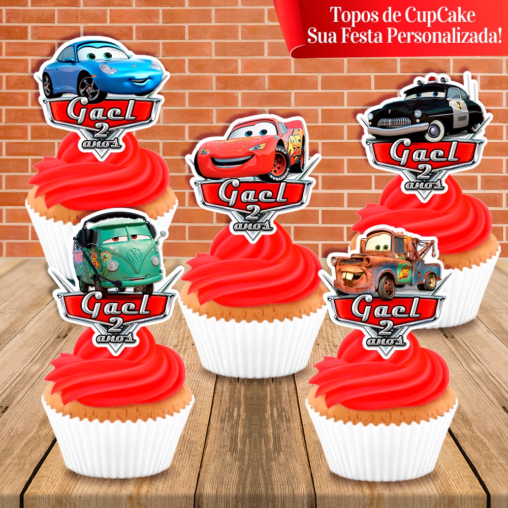 Forma de Silicone Mini Bolo Cupcake Carros Mcqueen Disney 11x8cm