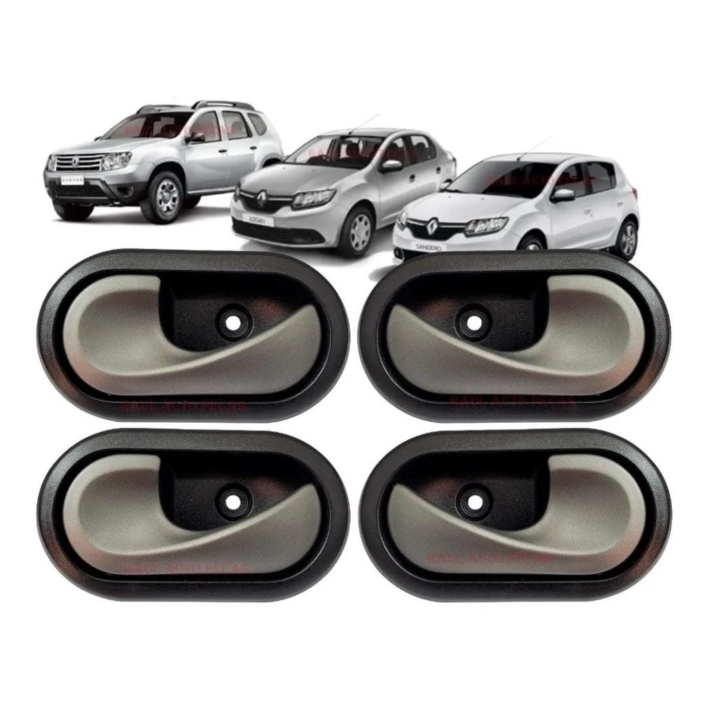 Kit com 04 Maçanetas Internas Lado Esquerdo Lado Direito Grafite Logan Sandero Duster