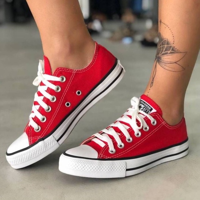 All star hot sale vermelho cano curto