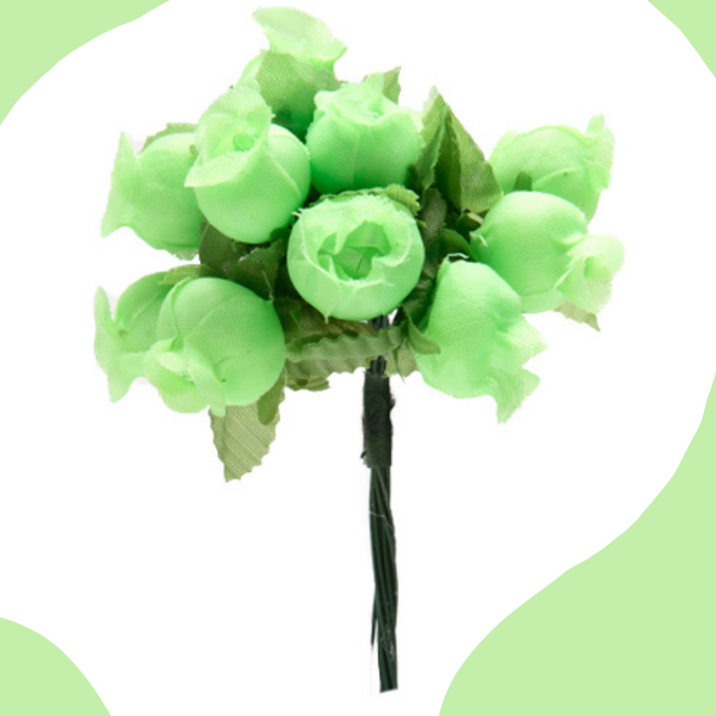 Mini Rosa Artificial - Kit C/ 144 Florzinha Verde Agua - Kaftor ...