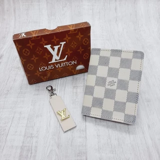 Carteira Lv Em Couro Legitimo Kit com Chaveiro luxo