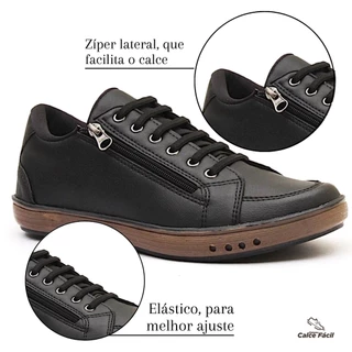Sapatenis Masculino Confort Casual Anti Stress Sola em Couro Vegano Promoção de Lançamento