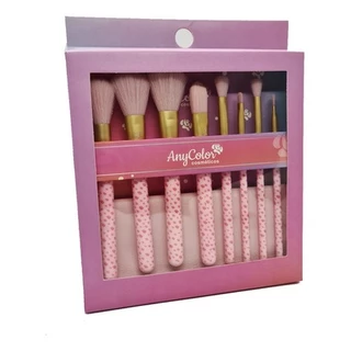 Kit Pincel De Maquiagem Anycolor 8 Pcs + Estojo 