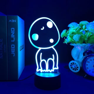 Anime Princesa Mononoke Hime Figura Kodama 3D Lâmpadas Led Noturnas Neon Lovely Cute Gifts RGB Decoração De Mesa De Cabeceira