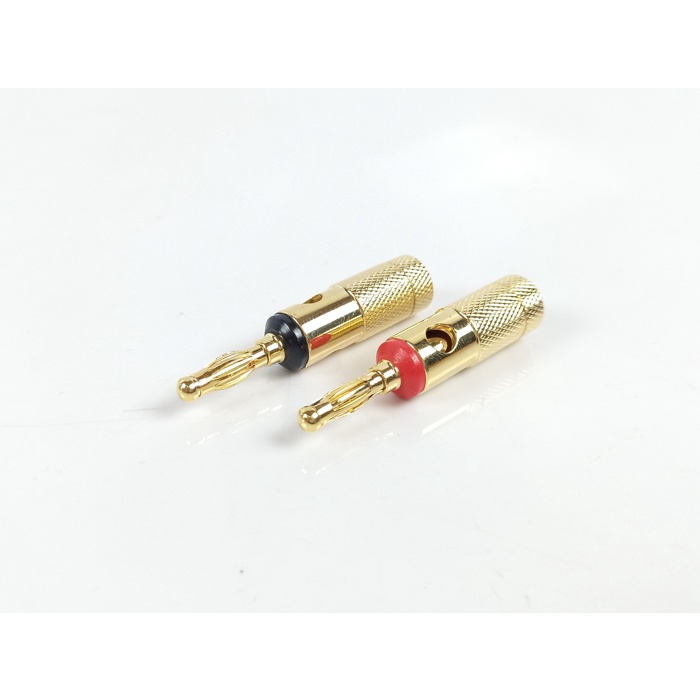 Plug conector banana individual par BK/RD banhado a ouro HJH