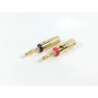 Plug conector banana individual par BK/RD banhado a ouro HJH