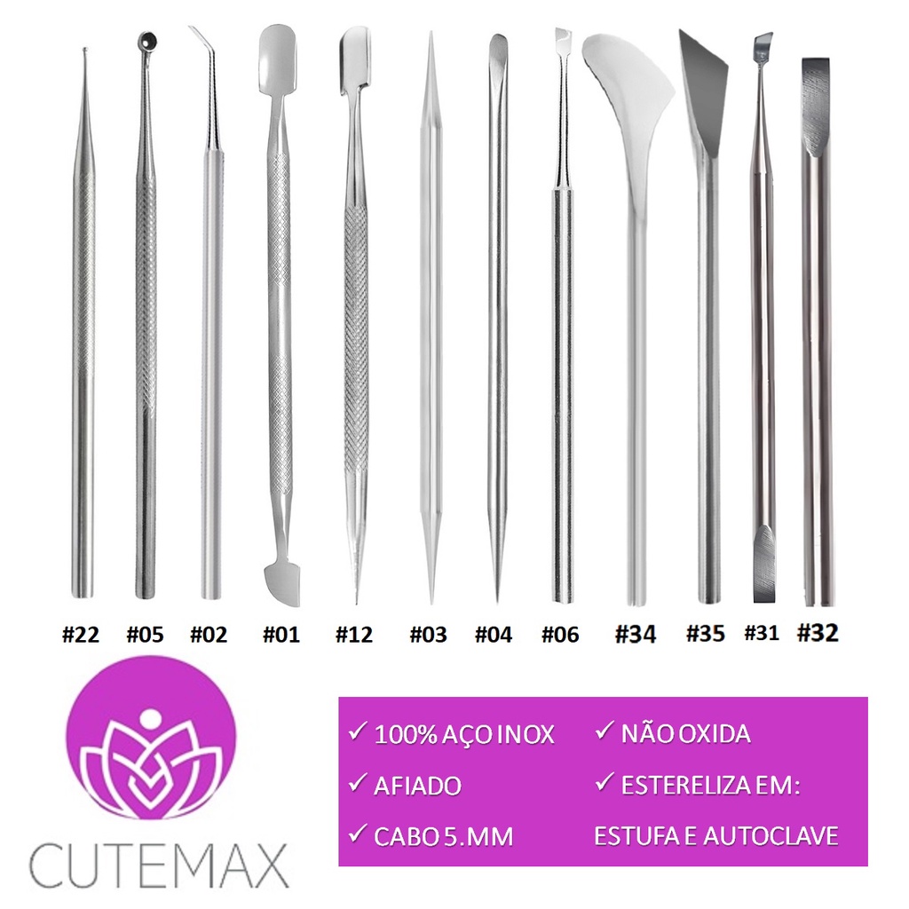 Instrumentos Unitários 12 Peças a Escolher Manicure Pedicure Cutemax