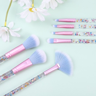 Kit com 7 Pincéis Cosméticos E Pincéis De Maquiagem Transparente Glitter