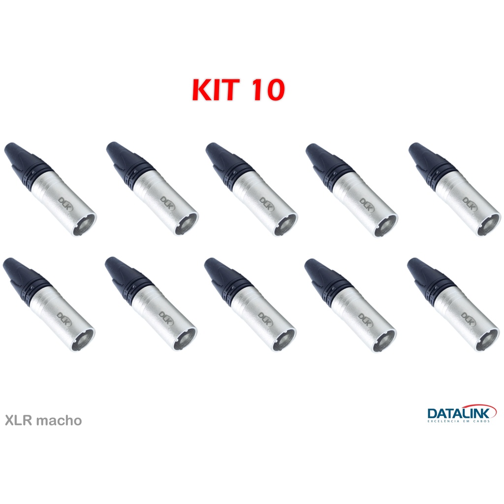 Kit Com 10 Plugs Xlrm ( Macho ) Datalink.