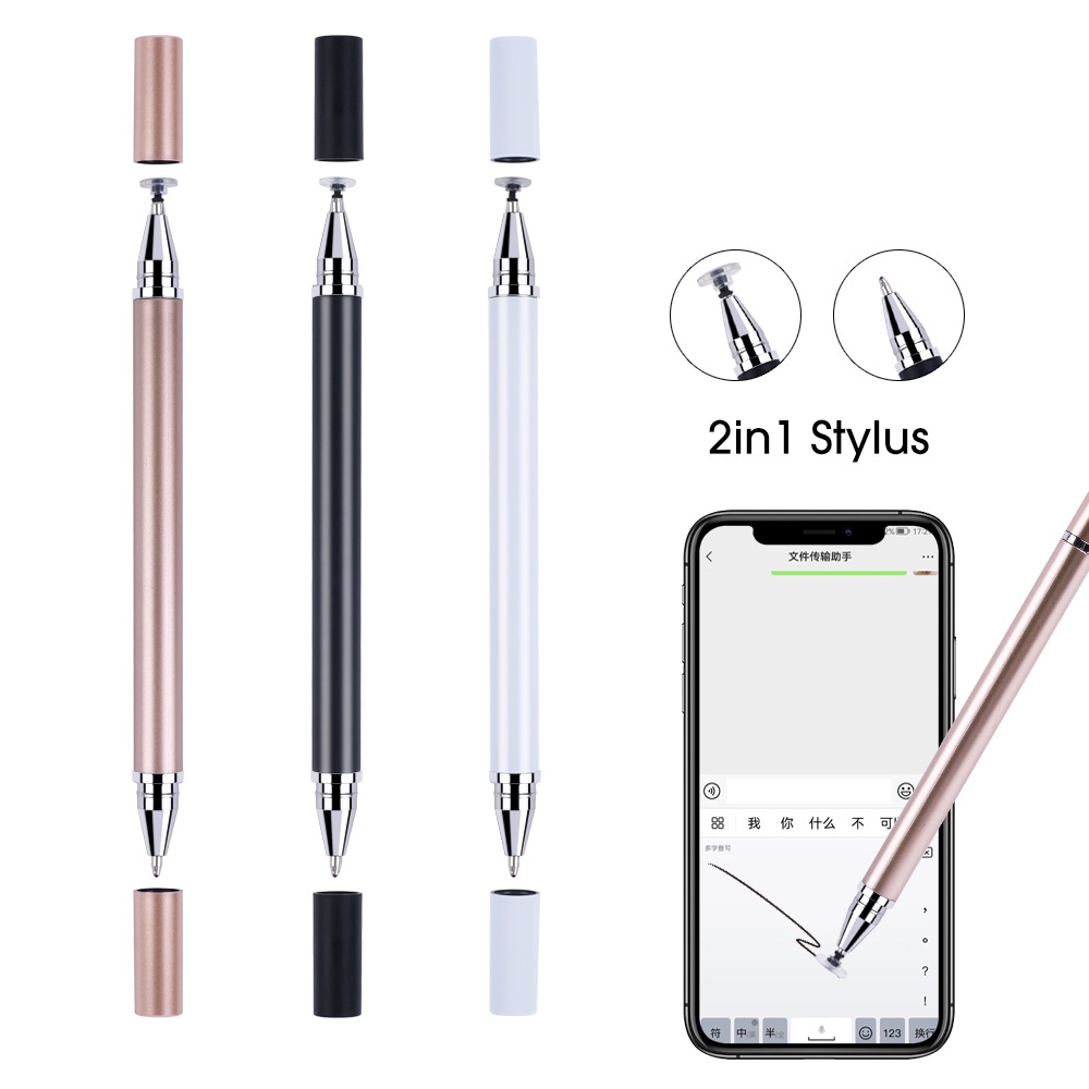 2 Em 1 Caneta Capacitiva Encaixa Telefones Tablets Monitores De Desenho Toque De Alta Sensibilidade Cabeça Dupla Tela Universal De Mesa