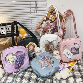 Fascinante Saco De Couro Kawaii Transparente Em Forma De Coração Do Amor De Corpo Cruzado Lolita Ita
