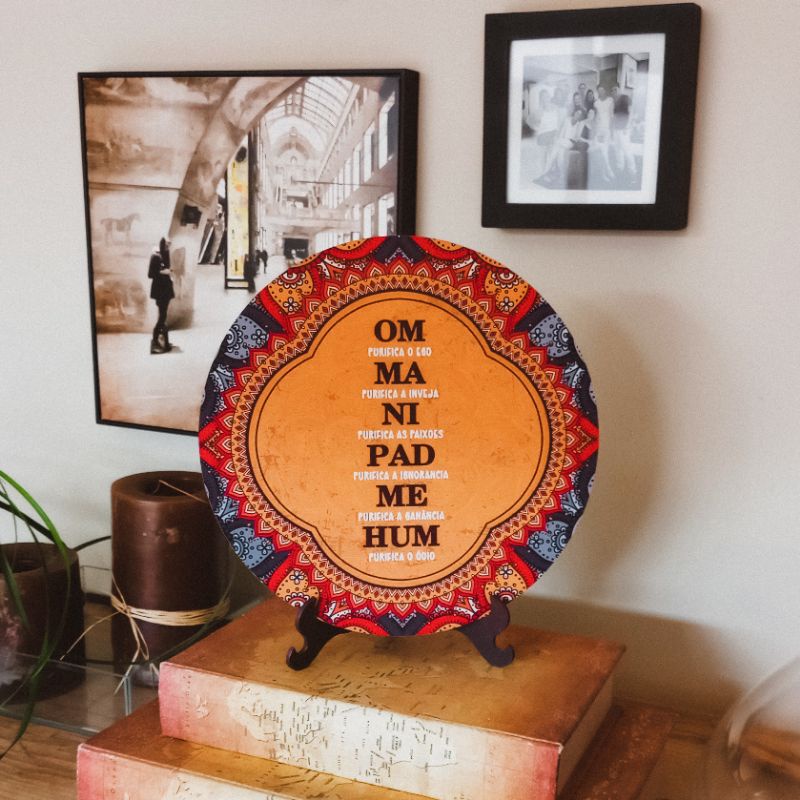 Placa Decorativa Mantra OM MANI PADME HUM