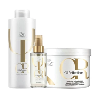Kit Wella Oil Reflections - Shampoo e Máscara e Óleo Light em Oferta na Shopee