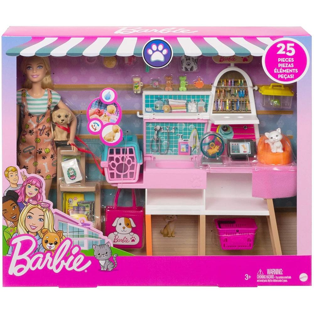 Cenário e Casinha - Madeira - Barbie - Pet Vet - Xalingo