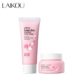 LAIKOU Japan Máscara Adormecedora Facial Sakura Sem Creme Noturno Hidratante Brilhante 2pcs