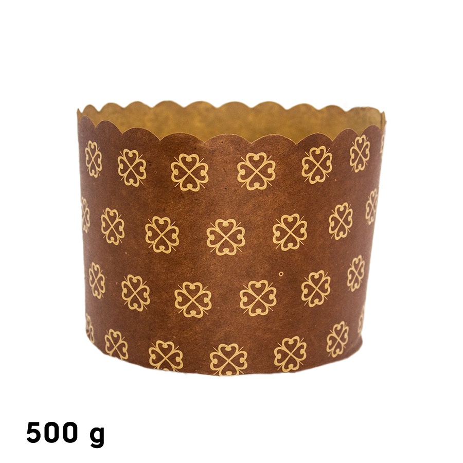 Forma Panetone 500g - Decorada Marrom - 10 unidades