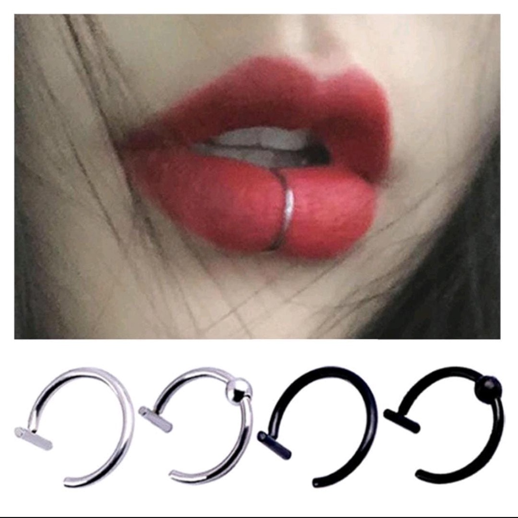 Anel Piercing de Lábios Falso Sem Furar Argola de Aço Inoxidável Boca Clipe Labial Removível
