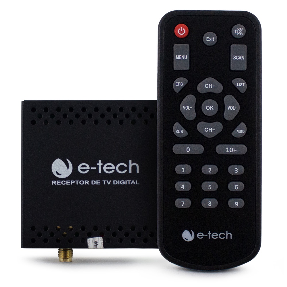 Receptor Tv Digital Automotivo E-Tech Universal Antena Conversor Sinal Dvd Multimídia