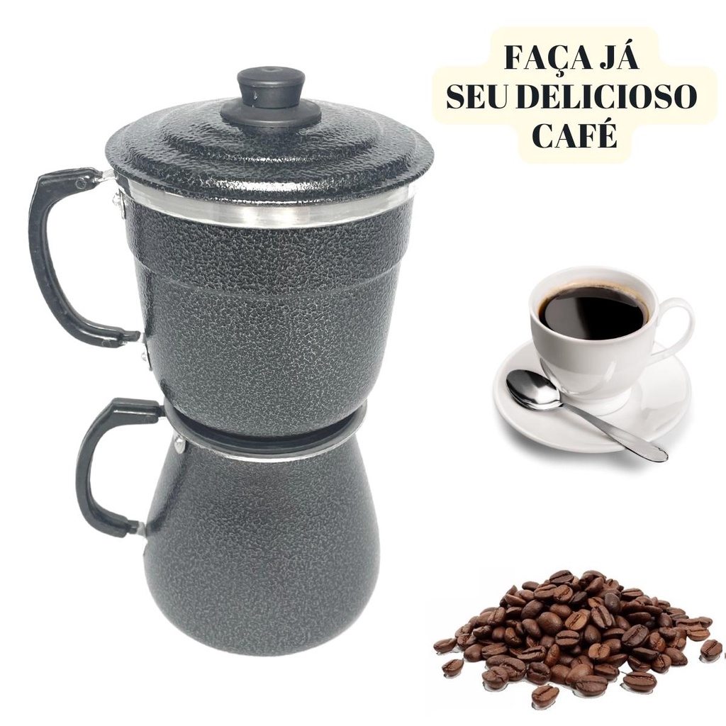 Cafeteira Italiana Bialeti Econômica 1L ou 1,5 Litros em Alumínio Cor Preta