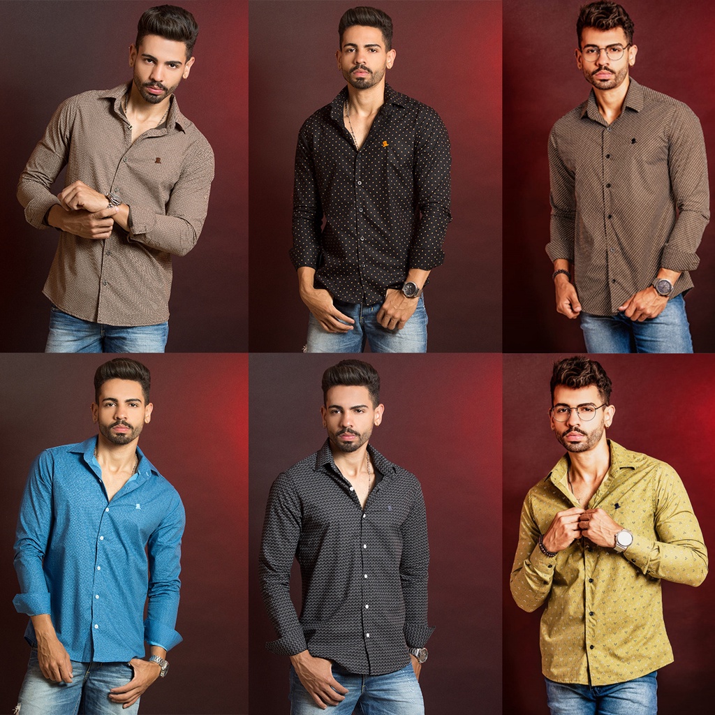 Camisa Blusa Social Masculina Slim Fit Promoção