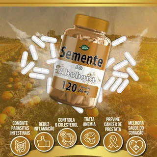 Semente de abobora 120 capsulas de 500 mg