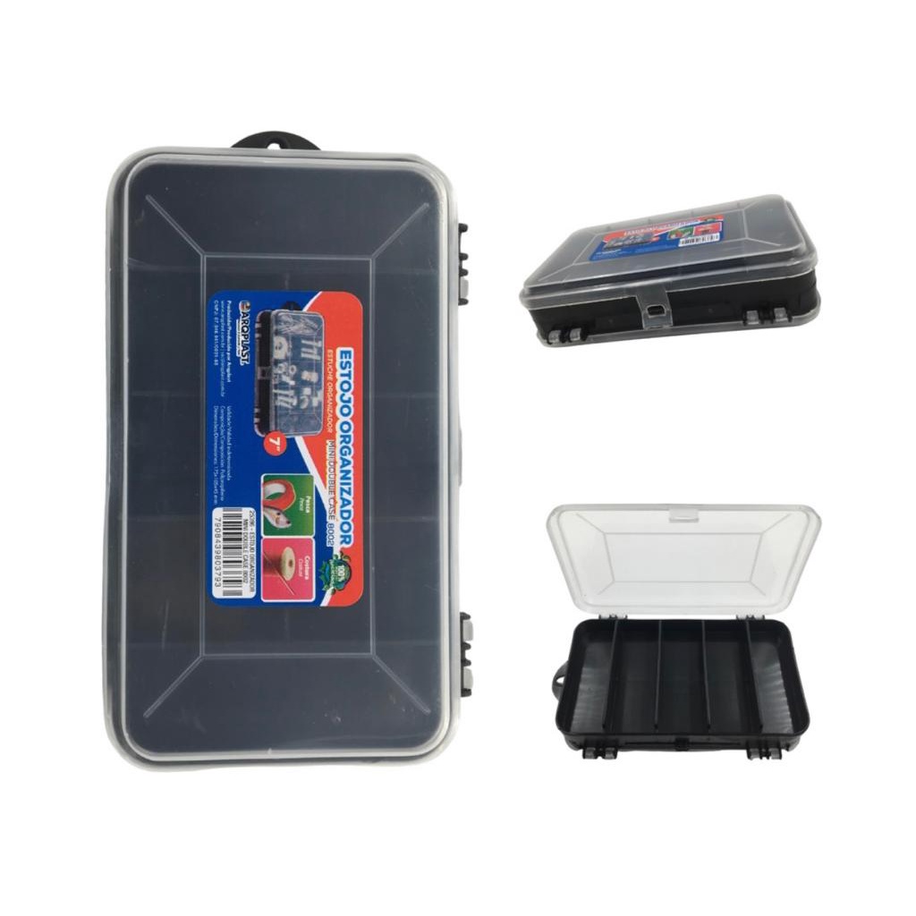 Estojo Organizador Maleta 8002 Mini Double Case Pesca Ferramentas Parafuso Anzol Agulha Costura Linha Botão Alfinete