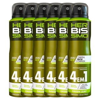 Kit Desodorante Aerosol Antitranspirante Herbissimo Green Leaf 150Ml com 6 Unidades