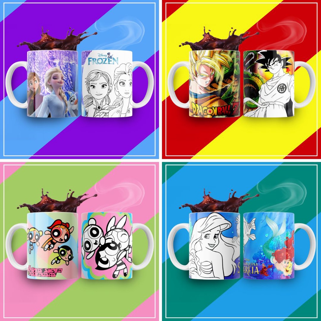 Caneca de Polímero para colorir Pokémon-Desenho Animado/Lembrancinha de  Aniversário/Dia das Crianças