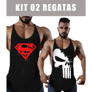 Kit 2 Regatas Cavadas Musculação Masculina