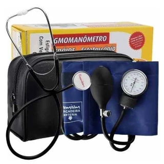Aparelho de Pressao Medidor Manual Com Estetoscopio Preto Premium