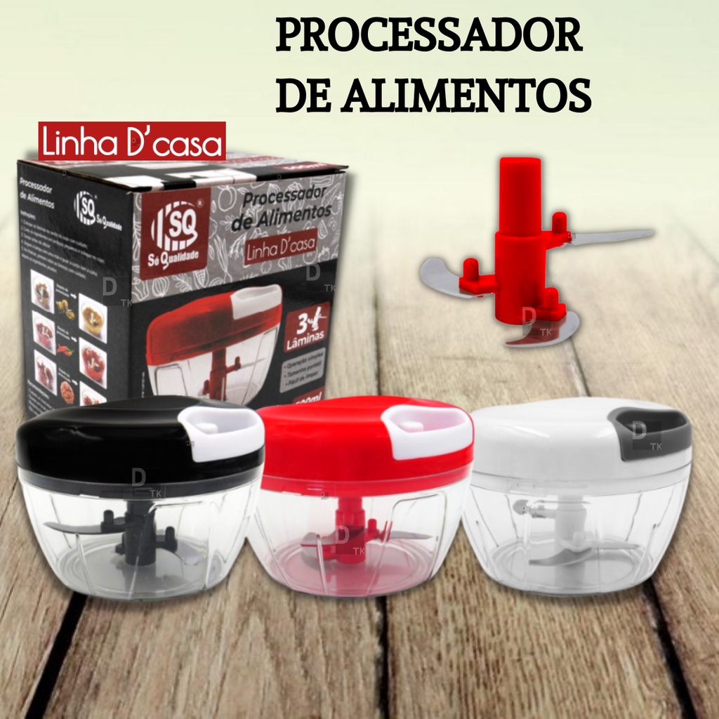 Mini Processador Triturador Manual De Alimentos 3 Laminas