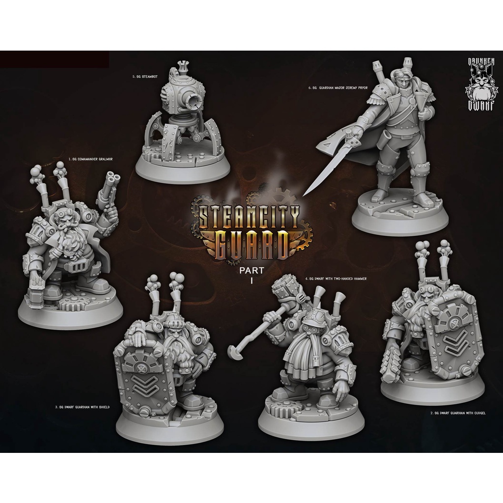 Miniaturas para RPG SteamCity Guards Dwarfs Dungeons and Dragons DND Pathfinder wargames em resina