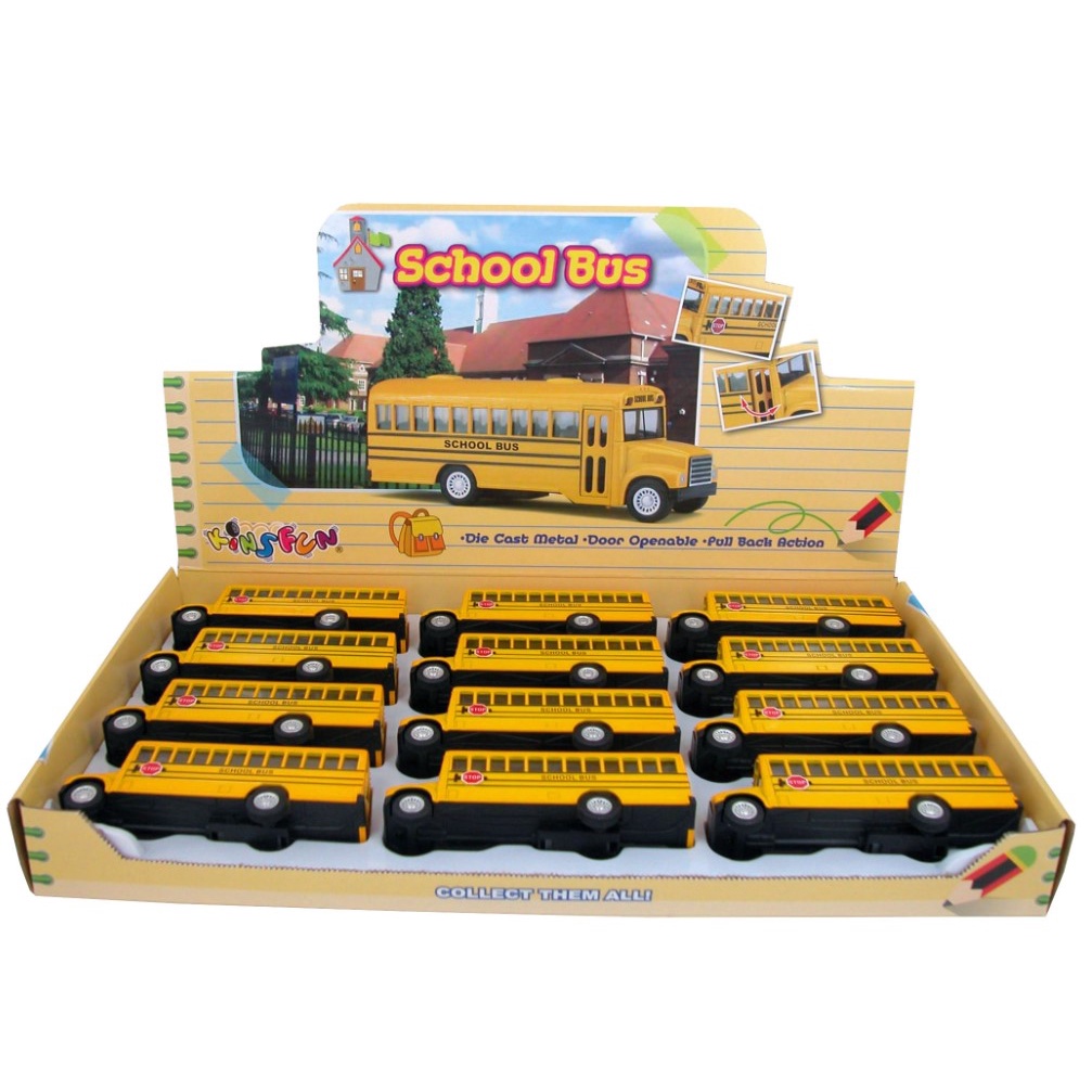 Miniatura Colecionável Ônibus Escolar Amarelo 1/62 Kinsfun