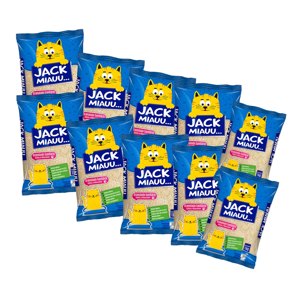 Areia para Gatos Biodegradável Jack Miauu 10 Unidades