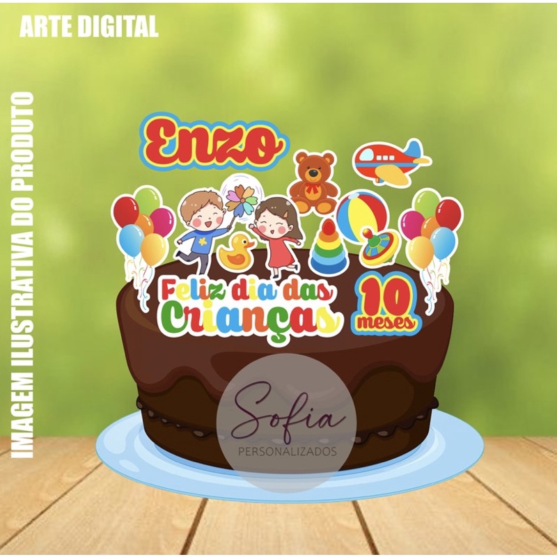 Topo de Bolo - Topper de Bolo Personalizado Aniversário Mesversario Dia ...