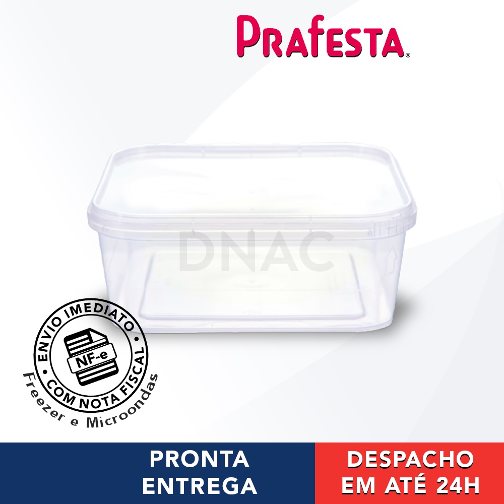 Pote Plástico Quadrado Com Tampa e Lacre Para Bolo De Pote 400ml Com 10 Unidades - Prafesta