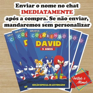 Lembrancinha de festa revistinha PERSONALIZADO de colorir Sonic 14x21cm - consulte temas disponíveis, vários temas