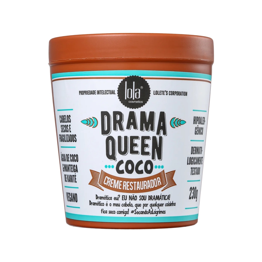 Masque Capillaire Lola From Rio Drama Queen Coco Creme - 230g - Vegan - Pour Cheveux Abîmés