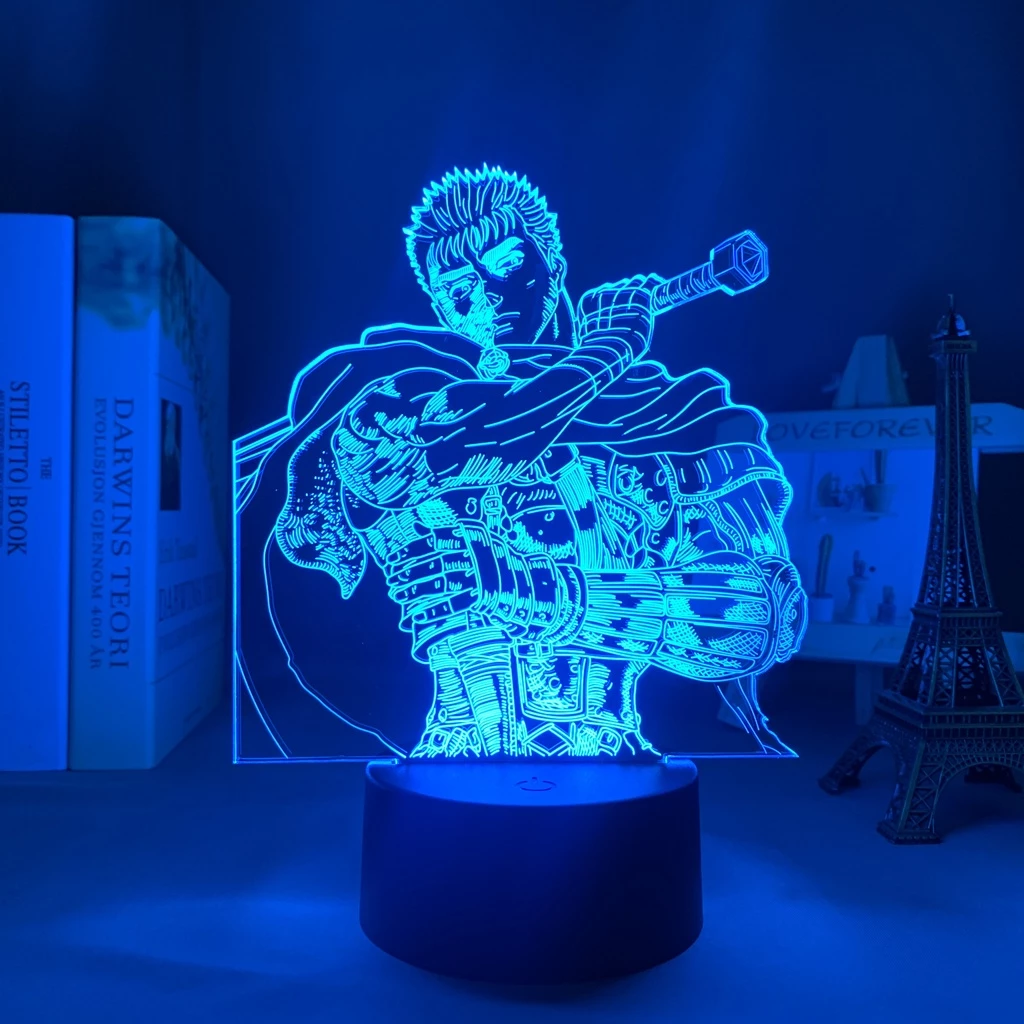 Anime Led Light Berserk Guts Figura Para Quarto Luz Noturna Decorativa 3D Presente De Aniversário Infantil Idade Criativa Lâmpada De Mesa Manga