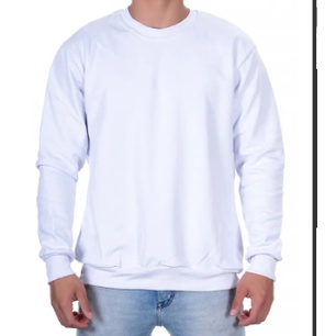 Blusa de Moletom Masculino Branca Careca Sem Capuz Ideal Para Área