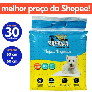 Tapete Higiênico para Cachorro 60x60cm com 30 unidades Savana Pet