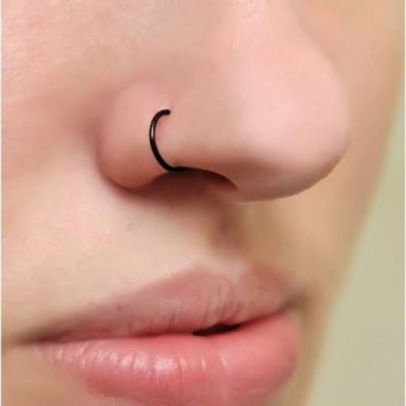 argola Piercing Nariz fininha Aço Cirúrgico Preto Argolinha Fina 8mm