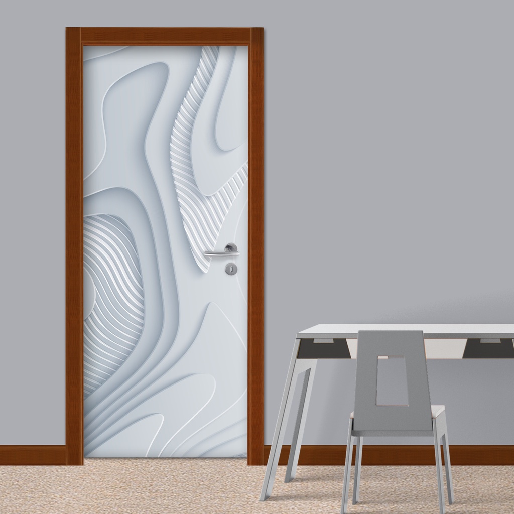Adesivo de porta decorativo, para porta de madeira ou vidro, Flores, floral - Abstrato 3D 1