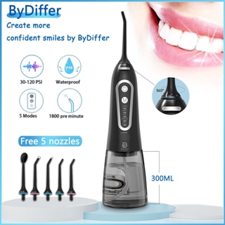 ByDiffer irrigador oral Portátil jato forte limpeza oral Com 5 Modos DIY E Dicas limpador de dental Para família ou viagem