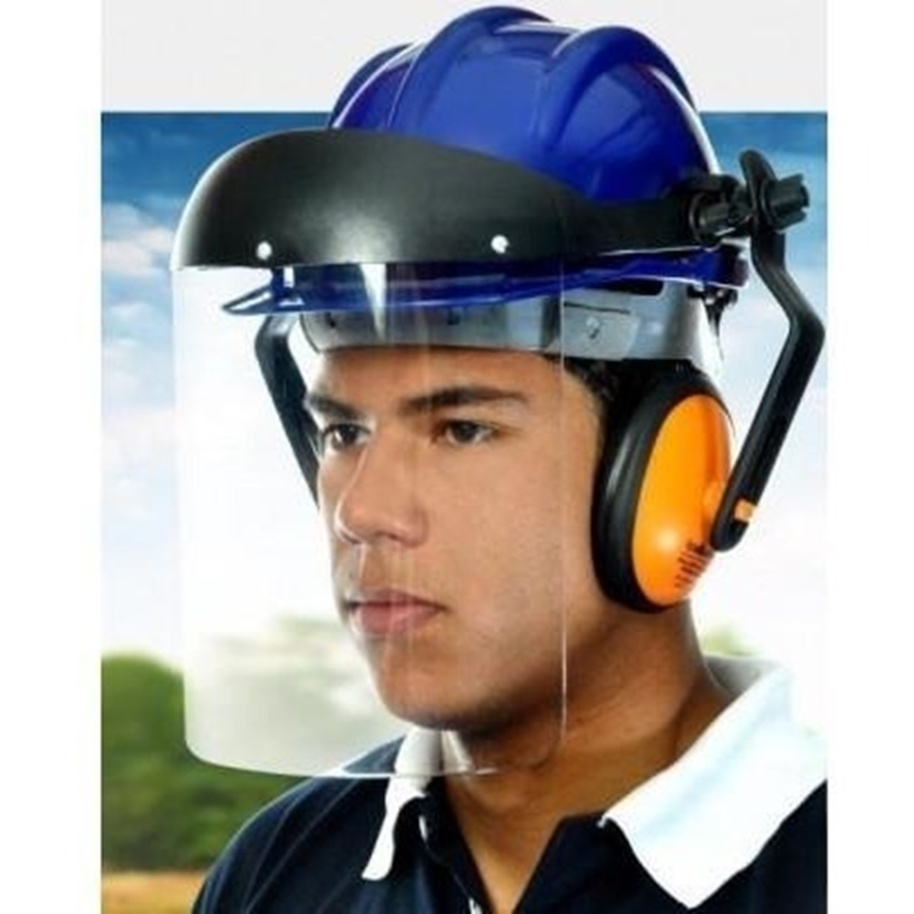 Capacete Segurança Protetor Facial E Abafador De Ruidos Plasticor ...