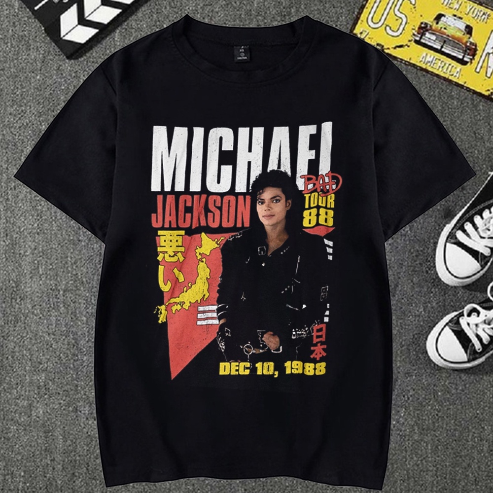Camsieta Basica Camisa Michael Jackson King Pop Thriller Tour 80s Moda Unissex