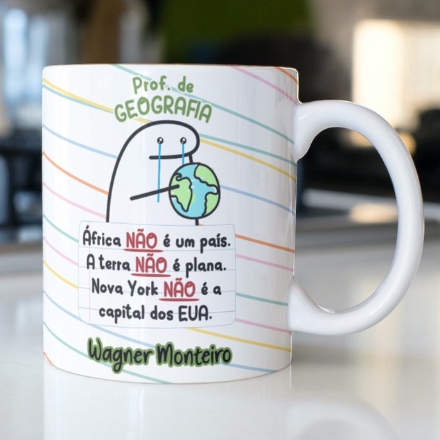 Caneca Professor De Geografia Com Nome FLORK Meme Porcelana Dia Dos Professores ZLPRINT