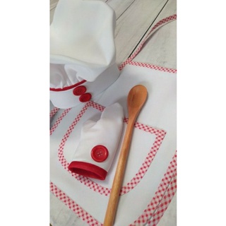 Newborn kit Fantasia Cozinheiro Master Chef Mestre Cuca Doma infantil 6-12  meses avental+touca Chef+luva+colher pau tecido Two Way gabardine branco o