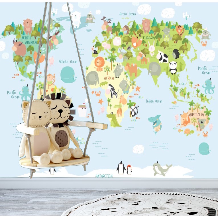 Papel de parede Mapa mundi macaquinho baby M6