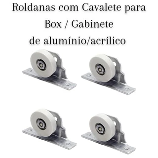 Roldana 25mm com Cavalete para Box/Gabinetes Acrílico/Alumínio Montado